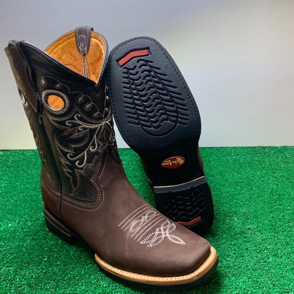 Men’s Western Cowboy Rodeo Square Toe Leather Boots Hand made Botas Vaqueras